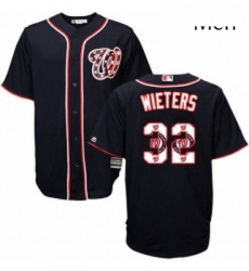 Mens Majestic Washington Nationals 32 Matt Wieters Authentic Navy Blue Team Logo Fashion Cool Base MLB Jersey