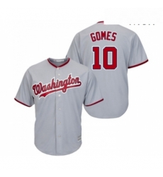 Mens Washington Nationals 10 Yan Gomes Replica Grey Road Cool Base Baseball Jersey 