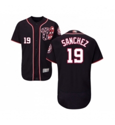 Mens Washington Nationals 19 Anibal Sanchez Navy Blue Alternate Flex Base Authentic Collection MLB JerseyBaseb