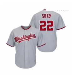 Mens Washington Nationals 22 Juan Soto Replica Grey Road Cool Base Baseball Jersey 