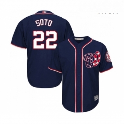 Mens Washington Nationals 22 Juan Soto Replica Navy Blue Alternate 2 Cool Base Baseball Jersey 