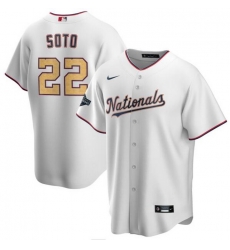 Nationals 22 Juan Soto White Gold Nike 2020 Gold Program Cool Base Jersey