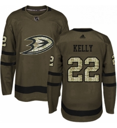 Mens Adidas Anaheim Ducks 22 Chris Kelly Authentic Green Salute to Service NHL Jerse