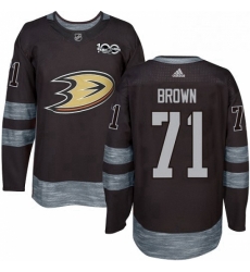 Mens Adidas Anaheim Ducks 71 JT Brown Authentic Black 1917 2017 100th Anniversary NHL Jersey 