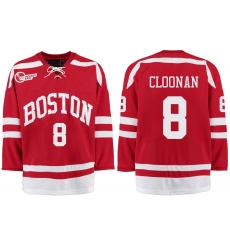 Boston University Terriers BU 8 Ryan Cloonan Red Stitched Hockey Jersey