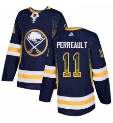 Mens Adidas Buffalo Sabres 11 Gilbert Perreault Authentic Navy Blue Drift Fashion NHL Jersey 