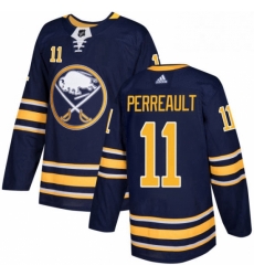 Mens Adidas Buffalo Sabres 11 Gilbert Perreault Premier Navy Blue Home NHL Jersey 