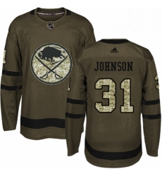 Mens Adidas Buffalo Sabres 31 Chad Johnson Authentic Green Salute to Service NHL Jersey 