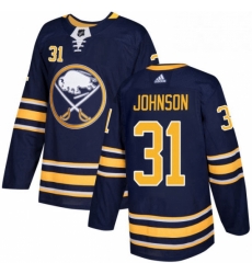 Mens Adidas Buffalo Sabres 31 Chad Johnson Authentic Navy Blue Home NHL Jersey 