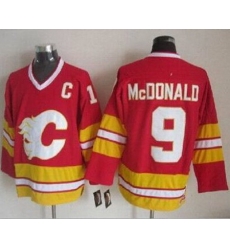 Calgary Flames  #9 Lanny McDonald Red CCM Throwback Stitched NHL Jersey