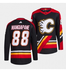 Men Calgary Flames 88 Andrew Mangiapane Black 2022 23 Reverse Retro Stitched Jersey