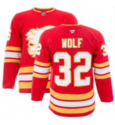 Men Calgary Flames Dustin Wolf #32 NHL Adidas Stitched Jersey Red Home