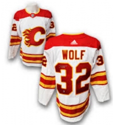 Men Calgary Flames Dustin Wolf #32 NHL Adidas Stitched Jersey White Men Calgary Flames Dustin Wolf #32 NHL Adidas Stitched Jersey White