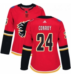 Womens Adidas Calgary Flames 24 Craig Conroy Authentic Red Home NHL Jersey 