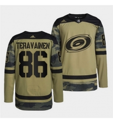 Men Carolina Hurricanes 86 Teuvo Teravainen 2022 Camo Military Appreciation Night Stitched jersey