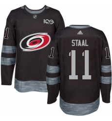 Mens Adidas Carolina Hurricanes 11 Jordan Staal Premier Black 1917 2017 100th Anniversary NHL Jersey 