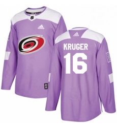 Mens Adidas Carolina Hurricanes 16 Marcus Kruger Authentic Purple Fights Cancer Practice NHL Jersey 