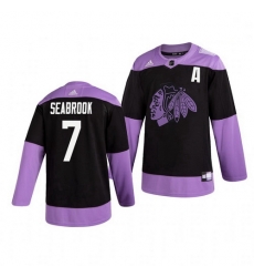 Blackhawks 7 Brent Seabrook Black Purple Hockey Fights Cancer Adidas Jersey