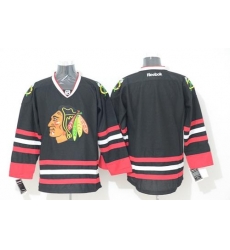 Blackhawks Stitched Blank Black NHL jersey