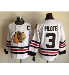 Chicago Blackhawks  #3 Pierre Pilote White CCM Throwback Stitched NHL Jersey