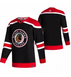 Men Chicago Blackhawks Blank Black Adidas 2020 21 Reverse Retro Alternate NHL Jersey