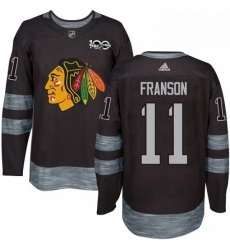 Mens Adidas Chicago Blackhawks 11 Cody Franson Authentic Black 1917 2017 100th Anniversary NHL Jersey 