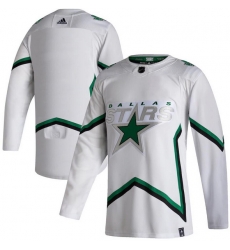 Men Dallas Stars Blank White 2020 21 Reverse Retro Adidas Jersey