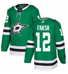 Mens Adidas Dallas Stars 12 Radek Faksa Authentic Green Home NHL Jersey 