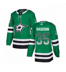 Mens Adidas Dallas Stars 35 Anton Khudobin Authentic Green Drift Fashion NHL Jersey 