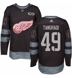 Mens Adidas Detroit Red Wings 49 Eric Tangradi Premier Black 1917 2017 100th Anniversary NHL Jersey 