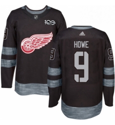 Mens Adidas Detroit Red Wings 9 Gordie Howe Premier Black 1917 2017 100th Anniversary NHL Jersey 