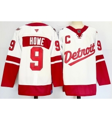 Men's Detroit Red Wings #9 Gordie Howe White 2024-25 Stitched Fanatics Jersey