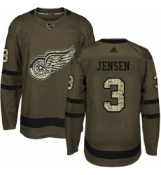 Youth Adidas Detroit Red Wings 3 Nick Jensen Authentic Green Salute to Service NHL Jersey 