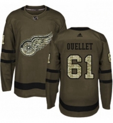 Youth Adidas Detroit Red Wings 61 Xavier Ouellet Authentic Green Salute to Service NHL Jersey 