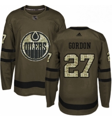 Mens Adidas Edmonton Oilers 27 Boyd Gordon Authentic Green Salute to Service NHL Jersey 