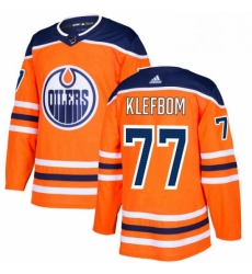 Mens Adidas Edmonton Oilers 77 Oscar Klefbom Premier Orange Home NHL Jersey 