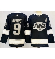 Men Los Angeles Kings 9 Adrian Kempe Black 2024 25 Home With A Patch Stitched Hockey Jersey