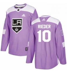 Mens Adidas Los Angeles Kings 10 Tobias Rieder Authentic Purple Fights Cancer Practice NHL Jersey 