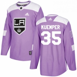 Mens Adidas Los Angeles Kings 35 Darcy Kuemper Authentic Purple Fights Cancer Practice NHL Jersey 