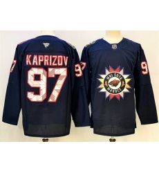 Men Minnesota Wild 97 Kirill Kaprizov Navy 2024 25 Stitched Hockey Jersey