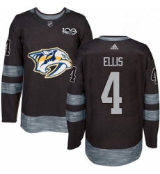 Mens Adidas Nashville Predators 4 Ryan Ellis Authentic Black 1917 2017 100th Anniversary NHL Jersey 