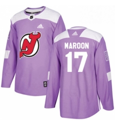 Mens Adidas New Jersey Devils 17 Patrick Maroon Authentic Purple Fights Cancer Practice NHL Jersey 