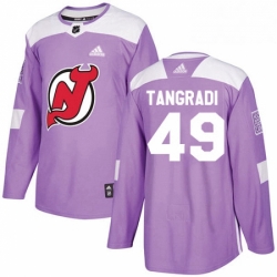 Mens Adidas New Jersey Devils 49 Eric Tangradi Authentic Purple Fights Cancer Practice NHL Jersey 