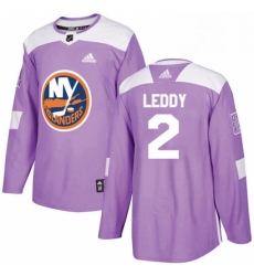 Mens Adidas New York Islanders 2 Nick Leddy Authentic Purple Fights Cancer Practice NHL Jersey 