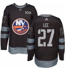 Mens Adidas New York Islanders 27 Anders Lee Authentic Black 1917 2017 100th Anniversary NHL Jersey 