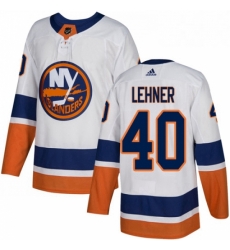 Mens Adidas New York Islanders 40 Robin Lehner Authentic White Away NHL Jersey 