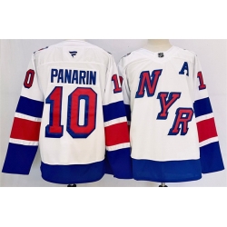 Men New York Rangers 10 Artemi Panarin White 2024 25 Stadium Series Stitched Jersey