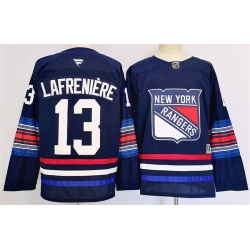 Men New York Rangers 13 Alexis LafreniereNavy 2024 25 Stitched Jersey