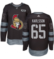 Adidas Senators #65 Erik Karlsson Black 1917 2017 100th Anniversary Stitched NHL Jersey