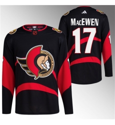 Men Ottawa Senators 17 Zack MacEwen Black Reverse Retro Stitched Jersey